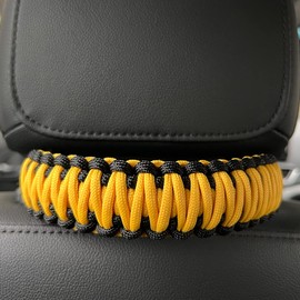 RDFUN Paracord Handle,Headrest Grab Handles fit for Jeep Wrangler TJ JK JL Land Cruiser FJ Suzuk,Grab Handle for Jeep,Seat Mount Grab Handle,2pcs Black&Yellow