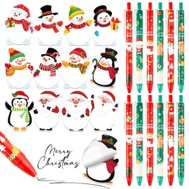 BOFUNX Pack of 12 Christmas Ballpoint Pens + 240 Sheets Christmas Sticky Notes Christmas Pens Set for Christmas Children Friend Colleague Employee Gift