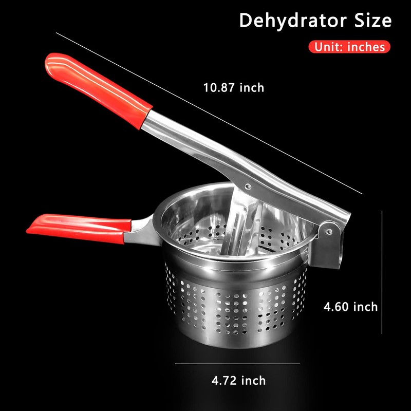 ZECARFA Stainless Steel Vegetable Squeezer, Upgrade Non-Slip Red Silicone Handle,Filling