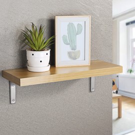 Sayayo Stainless Steel Shelf Brackets Wall Brackets for Shelves Shelf Support Angle Bracket 100mm x 100mm Heavy Duty L Brackets Brushed Nickel, 4 Pcs, EJR100LS-4P