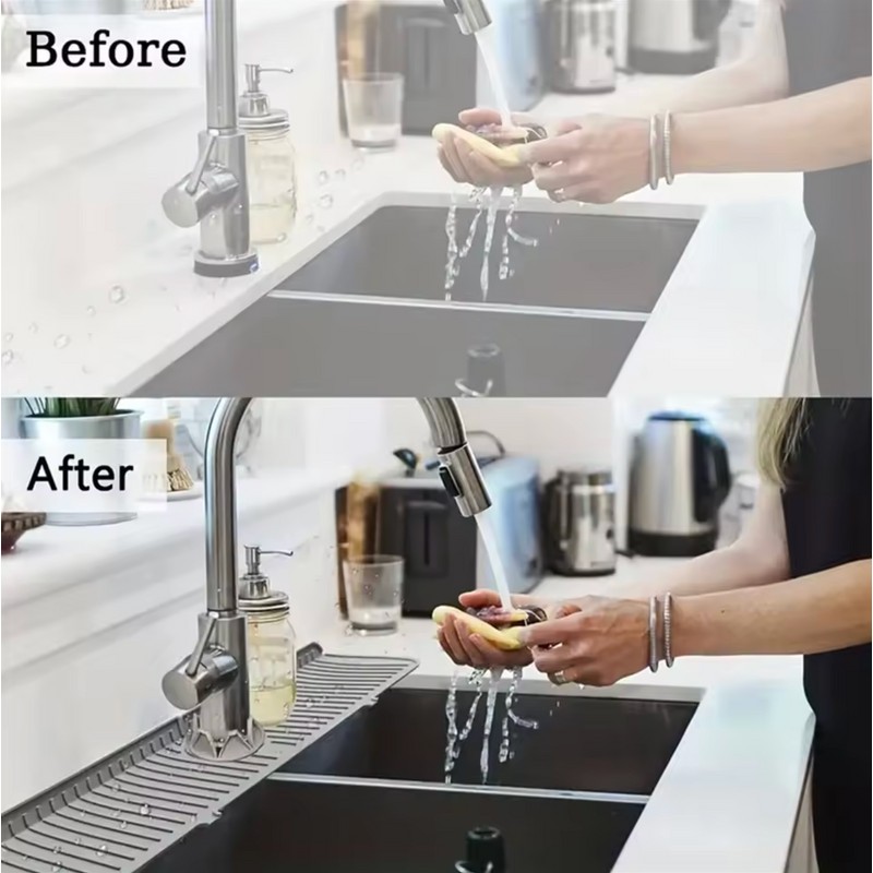 Silicone Faucet Splash Guard & Sink Drain Mat - Kitchen