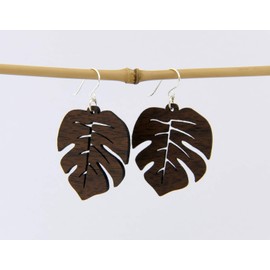 Nature Rebel Wooden Earrings Women's Leaves Wood Earrings 925 Silver Hooks