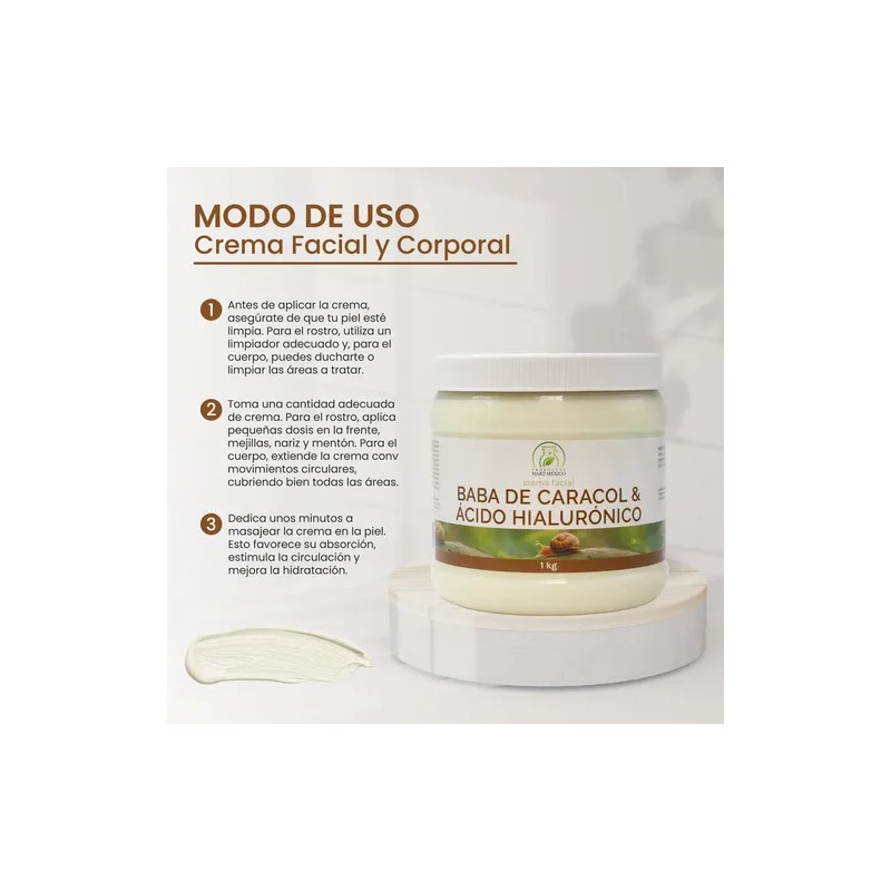 Crema De Baba De Caracol & Ácido Hialurónico Facial (1