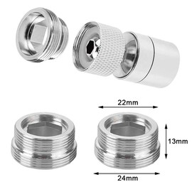 2Pcs Faucet Aerator Adapter Durable Metal Faucet Adaptor Replacement Thread Tap Aerator Connector 22mm to 24mm Metal Adaptor Suitable for Bathroom and Kitchen
