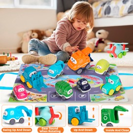 9-Piece Toy Vehicle Set, Toy Cars from 1 Year Car Toy, Vehicles with Cranes, Small Cars, Mini Truck Model Cars, Excavator Truck, Birthday Gift for Boys and Girls 1 to 3 Years