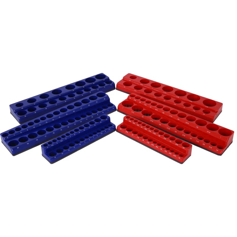 Socket Organizer Set Red Blue Metric SAE 1/4 3/8 1/2