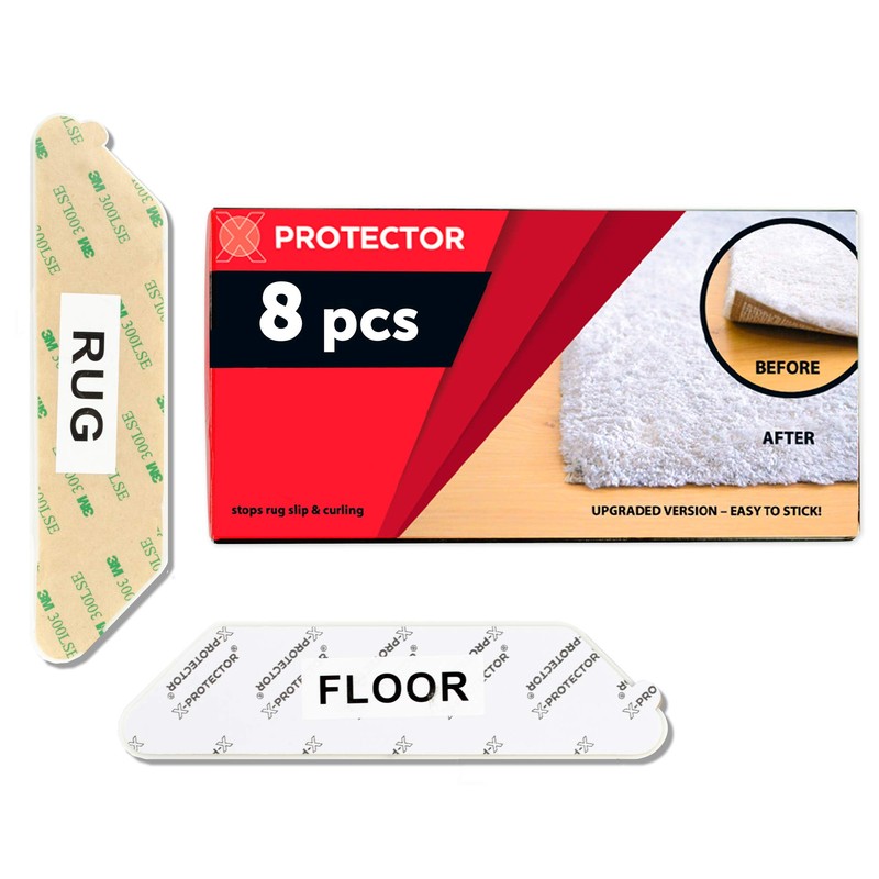 Rug Grippers X-PROTECTOR – Best 8 pcs Anti Curling Rug