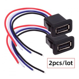CY Connector 2pcs/set DIY OEM Type A Female to 4 Pin Open Cable Latch Mounting Type DC 5V Power Data