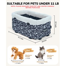 BurgeonNest Center Console Dog Car Seat for Small Dogs, Puppy Cat Car Seat Booster with Soft Cushion Safety Belt, Seats Safe & Cozy Metal Frame Armrest Dog Booster Pet Under 11 lbs (Graffiti)