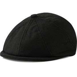 mintgreen Children's Flat Cap Baby Boys Herringbone Tweed Peaked Cap Beret Newsboy Cap, black