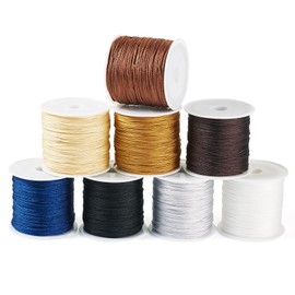 FASHEWELRY 8 rollos de cuerda de nailon para hacer pulseras y joyas, cordón de nudo chino café 0,8 mm para manualidades de amistad, adorno para decoración del cabello