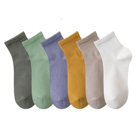 MAGIARTE Women's Mini Crew Ankle Socks Pure Cotton Sporty Leisure Socks for Women, DE-Mini Crew Socks Color #03 (6 Pairs)