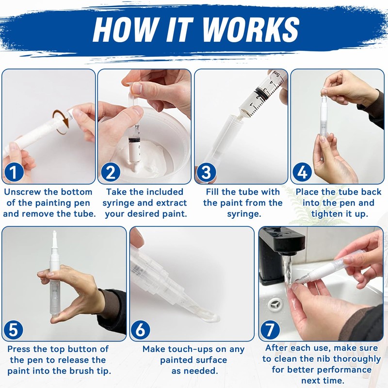 Refillable Touch Up Paint Pen Brush, 4 Pack Fillable Paint