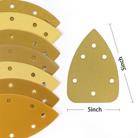 MAXMAN Mouse Detail Sander Sandpaper Hook and Loop, 40 Pieces 40-180 Grit Aluminium Oxide 6 Holes Triangle Sandpaper for Detail Mouse Sander Pattern Artificial Stone Furniture, Metal Automotive