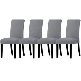 Lellen Dining Chair Covers Set of 4 - Dining Chair Slipcovers Dining Room Chair Covers Dining Chair Protectors Covers Seat Covers for Dining Chairs Hotel Ceremony Banquet（Light Grey）