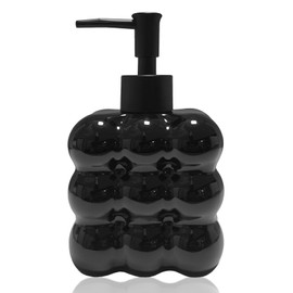 Glass Soap Dispenser with Rust Proof Pump, 12oz Refillable Hand Soap Dispensers for Bathroom, Dish Soap Dispenser for Modern Home Decor, Bathroom, Kitchen Countertop, Hotel(Black)
