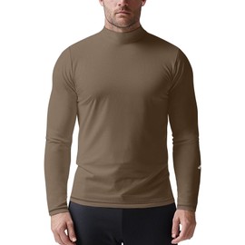Zengjo Mock Turtleneck for Men Athletic Work Warm(Light Brown,L)