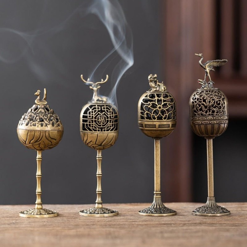 Chinese High Foot Deer & Happiness Design Incense Burner -