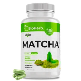 BioHerb. Te Matcha 100% Puro (180 Capsulas 500mg) |[Potente SuperFood] | Alta Concentracion de L-Theanina, Clorofila y Antioxidantes| Absorcion Potenciada | Maxima Eficacia | Calidad Suprema | Suministro Para 90 Dias | - Organic Matcha Powder - BioHerb.