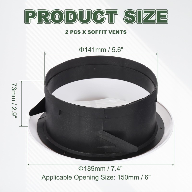 PATIKIL 6 Inch Round Air Vent Cover, 2 Pack ABS