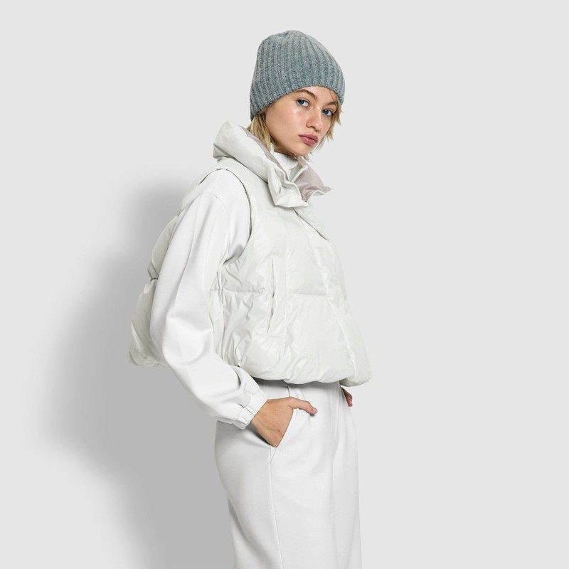 JAJU [JAJU/자주] 여 루즈핏 숏 푸퍼 베스트_아이보리 [JAJU] Women's Loose