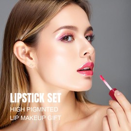 12 Colors Liquid Lipstick Makeup Set, Shades with 4Pcs Waterproof Metallic Lip Stains, 3Pcs Hydrating Lip Oil, 2Pcs Longwear Matte Lipstick, 3Pcs Creamy Lip Gloss Gift for Women