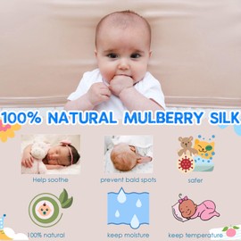 PROMEED 2 Pack 100% Mulberry Silk Crib Sleeve for Baby Hair Loss Prevention, Premium 23 Momme Natural Silk Bassinet Slip for Bassinets/Cradles/Cots/Cribs (Champagne)