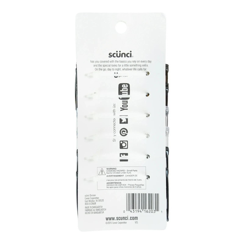 scünci Scunci Plastic Side Hair Combs, Black, Clear, and Tortoise