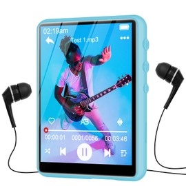 64GB MP3 Player with Bluetooth 5.3, ZAQE 2.4" Full Touch Screen Portable Music Player, Lossless Sound Digital Audio Player Built-in HD Speaker, FM Radio, Player Case Earphones Included (Blue)
