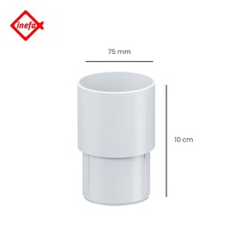 Inefa Pipe socket DN 75, white plastic, rain gutter, roof gutter white ST