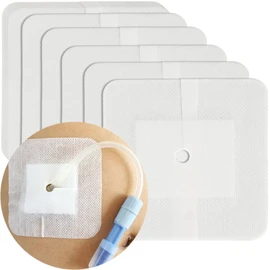 Peritoneal Dialysis PD Catheter Drain Split Bordered Gauze Island Dressing Pad for Stomach Feeding Peg J Tube| Individually Packed| Wound Bandage with Adhesive Border 4" x 4" (Pack of 20)
