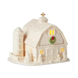 Lenox Mistletoe Park Village Light-up Barn New in Box!!!!!