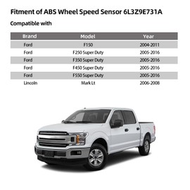 Rear Center ABS Wheel Speed Sensor Compatible with Ford F150(04-11),F250 F350 F450 F550 Super Duty(05-16),Lincoln Mark Lt(06-08) (Replaces 6L3Z 9E731-A, 4L3Z 9E731-AA, 6L3Z9E731A)