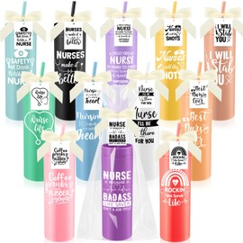 Jinei 12 Sets Nurse Gifts Bulk with 16oz Thank You Cups Cards Bowknot Opp Bags Appreciation Nurse's Day Gifts for Women(Modern)