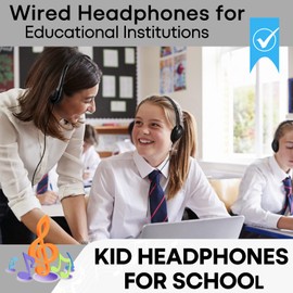 Bulk Headphones 50 Pack for Kids School Classroom,Wholesale Wired Adjustable On Ear Earphones Class Set for Students Children Toddler Teens Boys Girls and Adult (GS857, Black)