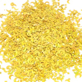 HOTUT Stars Moon Confetti Gold, 45 g Glitter Stars Confetti Confetti Decoration Christmas, Stars Moon Sequins Confetti Table Decoration for Wedding, Birthday, Parties, Anniversaries (Laser Gold)