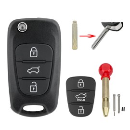 3 Buttons Key Fob Case Cover HYUNDAI i20 i30 i35 ix20 ix35 Veloster KIA Ceed Sportage Sorento Optima Key Case with For Hyundai i30 Key Button Pad Pin Removal Tool KIA Ceed Key Blade removal Tool