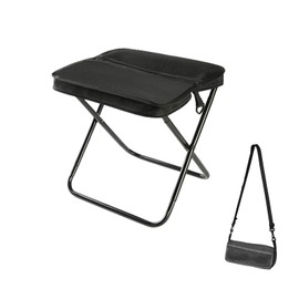 ACESOME Camping Stool, Folding Camping Chair, Portable Outdoor Stool, Foldable Lazy Chair, Folds into a Crossbody Bag for Camping, Fishing, Picnic, Travelling and Hiking (Black, 11.4" x 9.8" x 12.2")