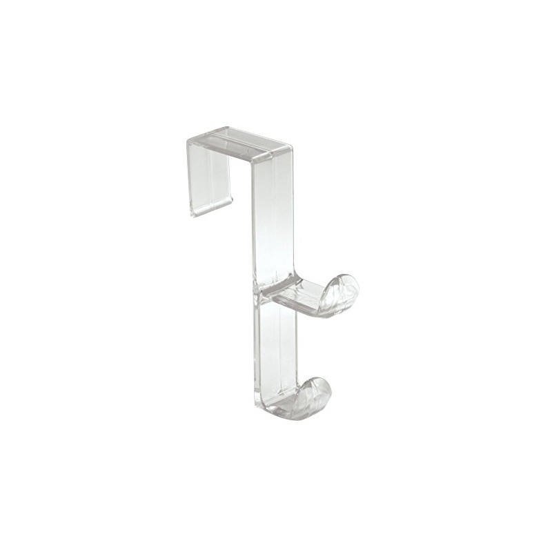 iDesign Clear Over Door Double Hook for Closet, Bathroom, or