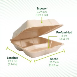 Nali 100 Pz Contenedor Charola 7x7 Biodegradable Division / Liso