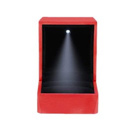 LamQee Engagement Ring Box with LED Light Velvet Earrings Studs Ring Case Jewelry Display Storage Box for Proposal Engagement Birthday Wedding Anniversary Valentine's Day - Red
