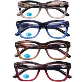 Reading Glasses Blue Light Blocking, Stylish Design Anti Glare Computer Readers Oversized Big Frames with Spring Hinges Men Women, 1.5