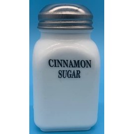 Spice Jar - Square Stove Top Shaker - Rosso Glass Exclusive - Block Letters - American Made - Mosser Glass USA (Milk w/Cinnamon Sugar)