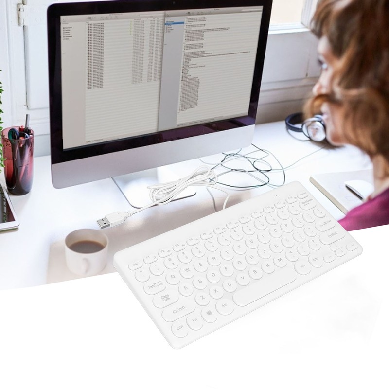 USB Keyboard Wired 78 Keys Ergonomic Design Power Saving Round