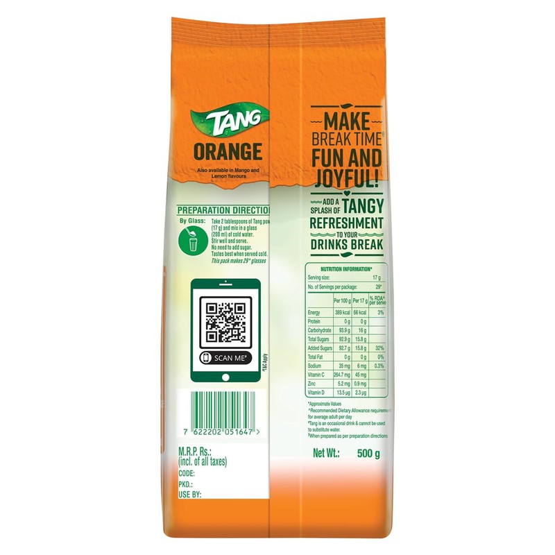Tang Orange Instant Drink Mix 500G Pouch