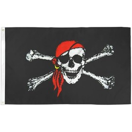 Red Bandana Pirate Flag 2x3ft Boating Flag Skull Flag Jolly Roger 100D