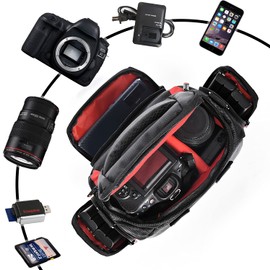 FOSOTO Shockproof DSLR Camera Case, black, shoulder bag