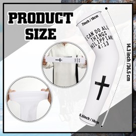 Geyoga 6 Pairs Faith Cross White Arm Cover Sleeve, Jesus Bible Verses Cross Cooling Arm Sleeves for Christian Football Basketball Baseball