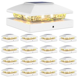 VOLISUN 4x4 Solar Post Cap Light 16pack,Solar Fence - Post Lights Outdoor Waterproof for Wooden/Vinyl Post,White Deck Post Cap Light Solar Powered with Warm White for Garden/Patio/Porch