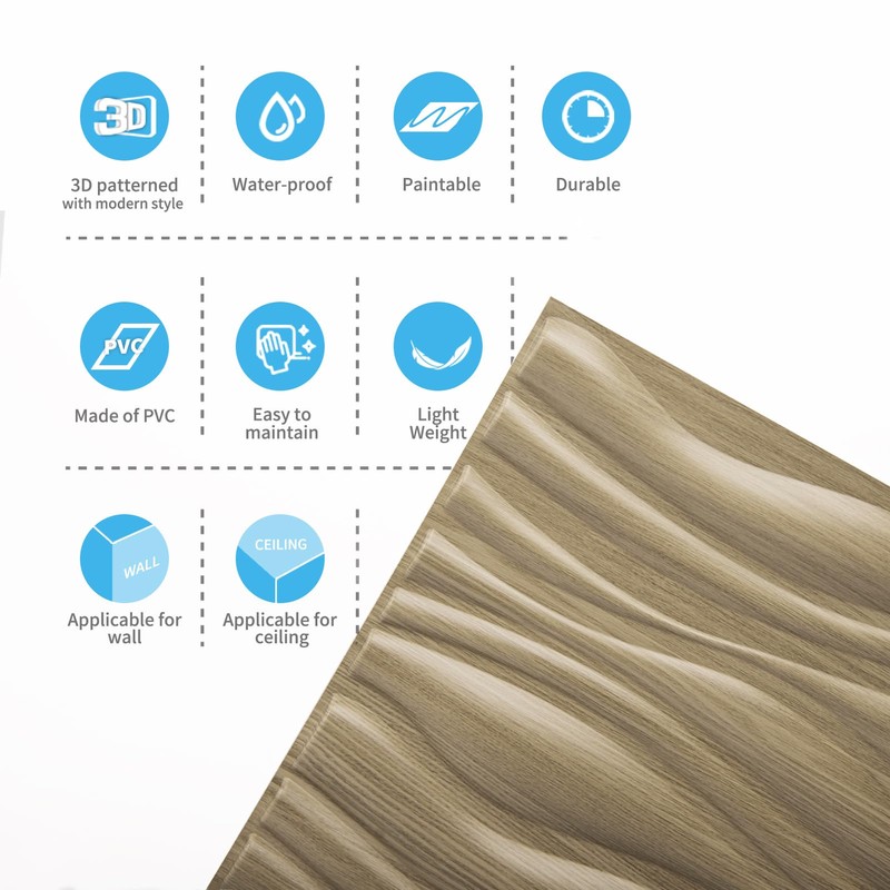 Art3d PVC Wave Board Textured 3D Wall Panels for Interior